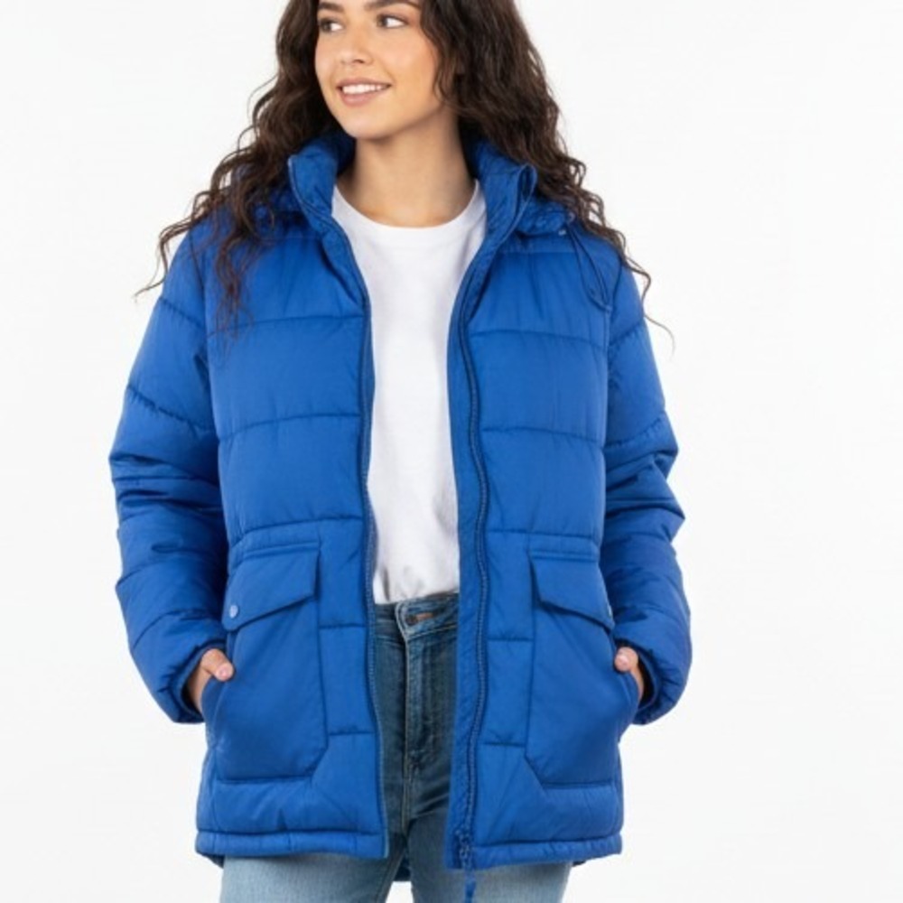 Old Navy‎ Women's Blue Puffer Jacket Waterproof Zip And Snap SKUW453
